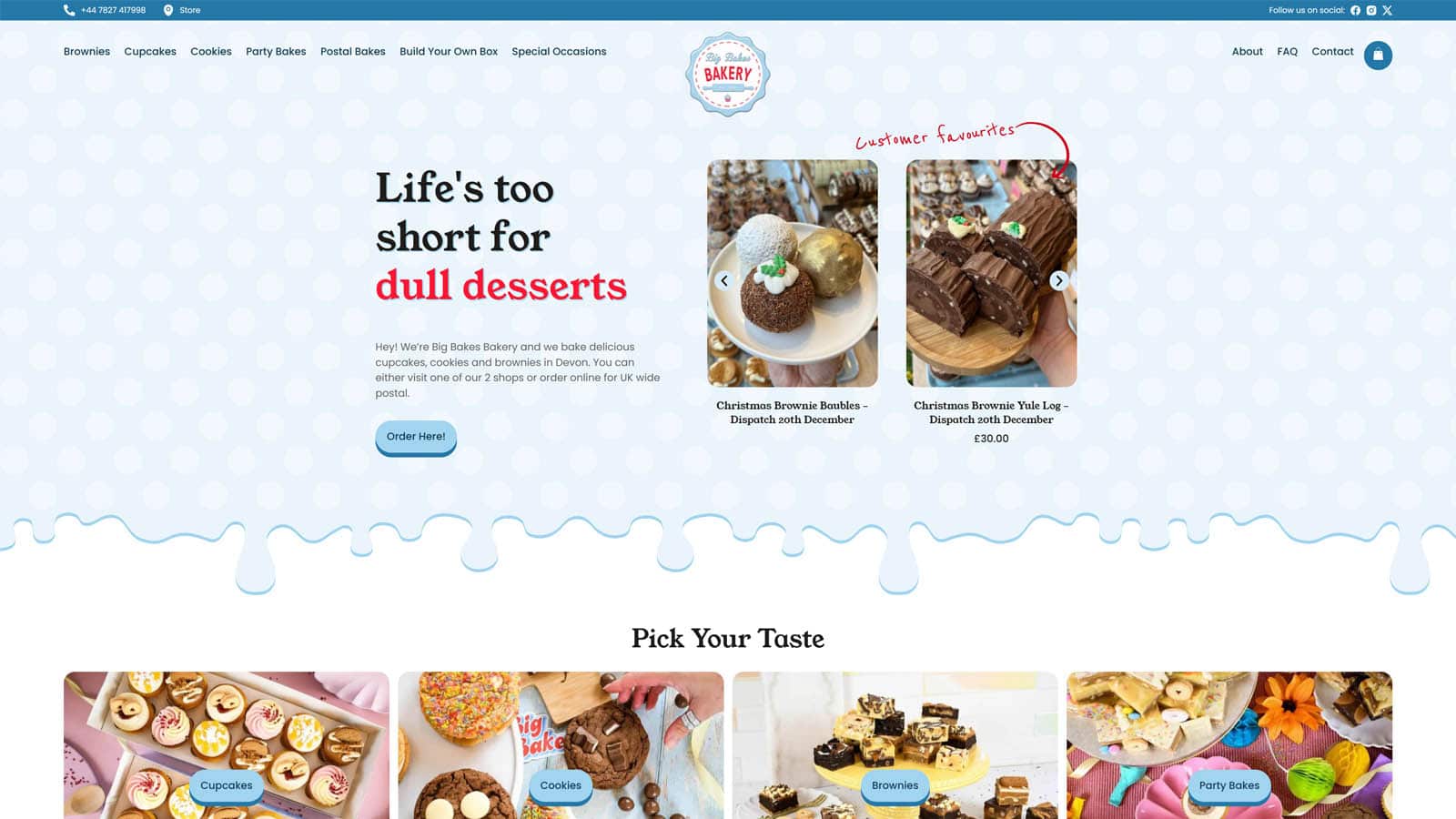 The Big Bakes Bakery homepage